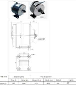 Elektrimootor 12V 200W 2750 rpm ketirattaga 1016