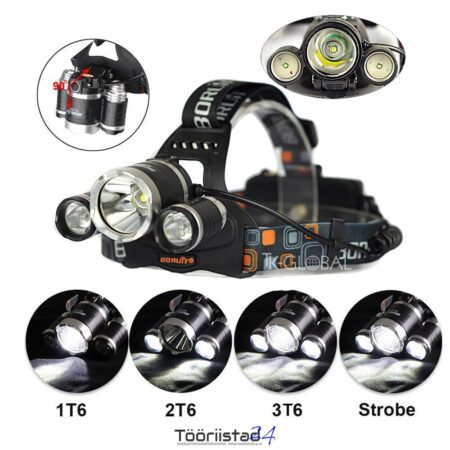 Led pealamp 3x XML-T6 + 2x AKU 4800mAh