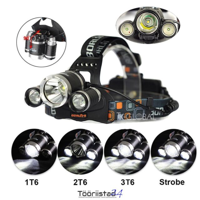 Led pealamp 3x XML-T6 + 2x AKU 4800mAh