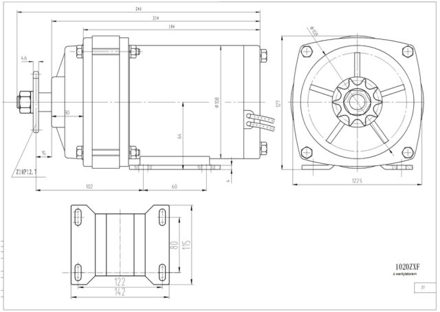 Elektrimootor 12V 300W 1020ZXF planetaarreduktoriga - Image 3