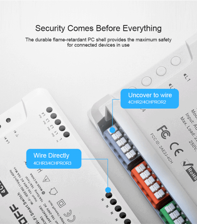 SONOFF 4CHPROR3 4 Gang Wi Fi DIY Smart Switch With RF Control M0802010004 12 – 3 – Tööriistad24