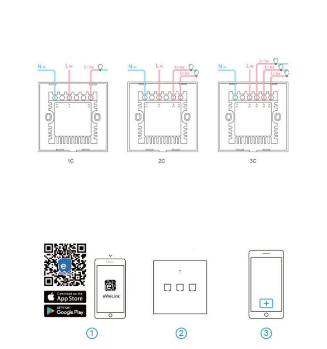 SONOFF T3EU2C Wi-Fi + RF  puutetundlik seinalüliti - Image 5