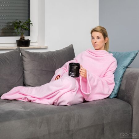Varukatega pleed, tekk, hommukumantel - roosa