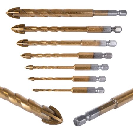 Klaasi ja keraamika puurikomplekt, 7 tk, 3-12mm HEX