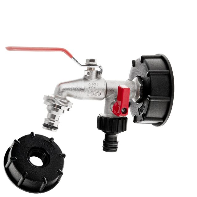 IBC komplekt: S60x6 adapter, 1/2" kraan 2xGZ 3/4"