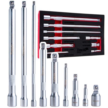 Liigendiga pikenduste komplekt 1/4" 3/8" 1/2" CrV 9-osaline