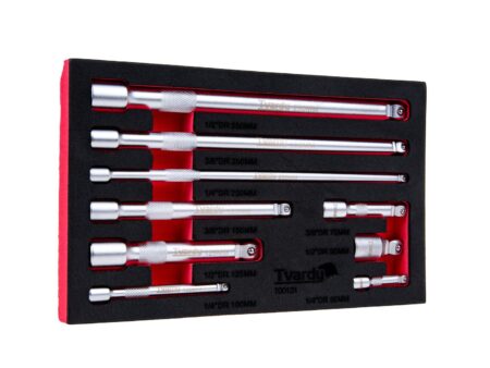 Liigendiga pikenduste komplekt 1/4" 3/8" 1/2" CrV 9-osaline - liigendiga pikenduste komplekt 9osa T00131 13