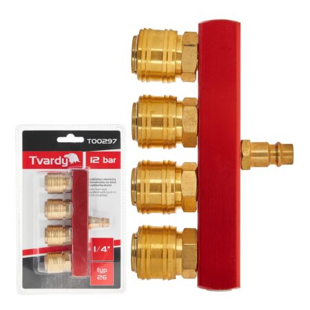 Nelja väljundiga messingist suruõhujaotur 1/4" - nelja vljundiga messingist suruhujaotur 14 t00297 1