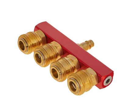 Nelja väljundiga messingist suruõhujaotur 1/4"